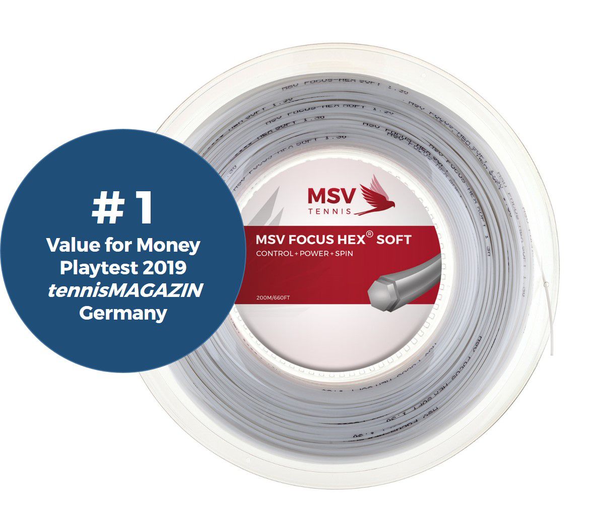 MSV Focus HEX® Soft Tennis String 200m 1,25mm white